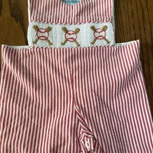 Source Unknown Red and White Striped Bodysuit